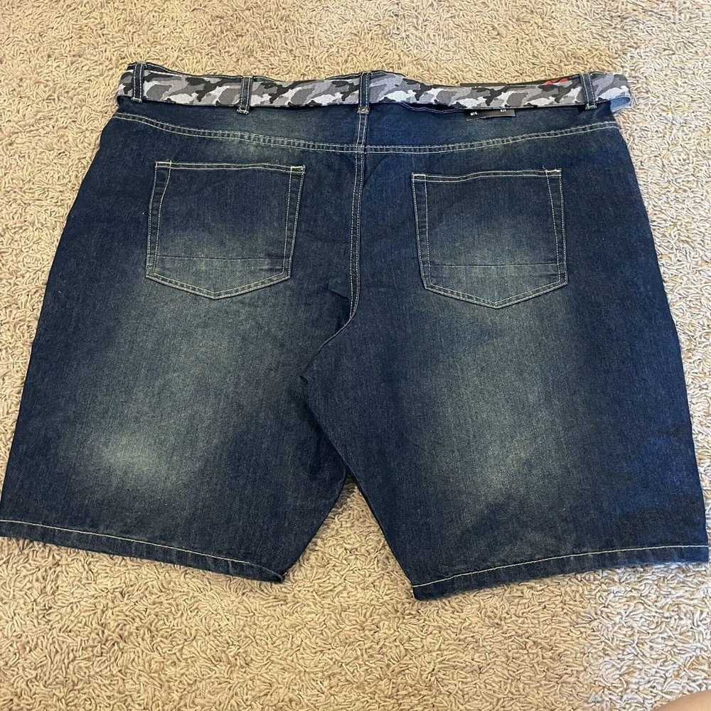 Ecko Unltd Jean Shorts Men's 759 Relaxed Fit Camo Belted Denim Dark Indigo Q965 - Picture 5 of 8